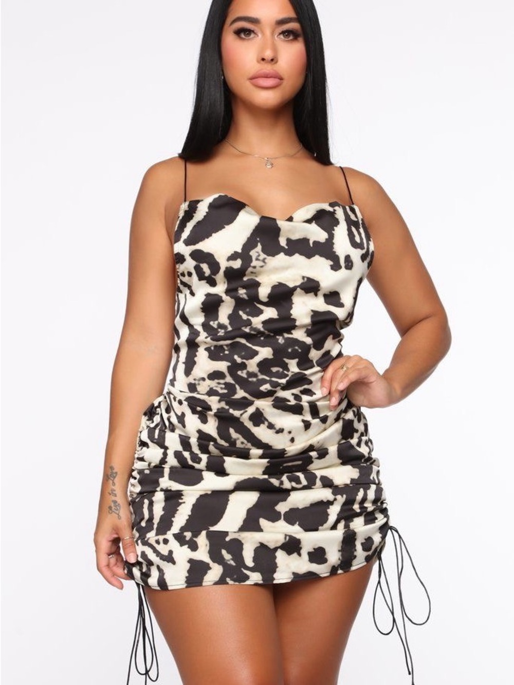 Fashion Nova Black & Cream Mini Dress